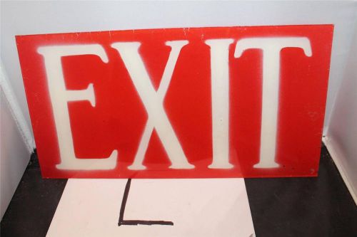 Vintage industrial mid century glass exit sign reverse painted red white nice #7 for sale