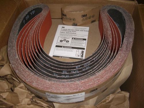 10 new 3M 2-1/2&#034; x 60&#034; 577F Cubicut RB Film-Lok Abrasive Cloth Sanding Belts P36