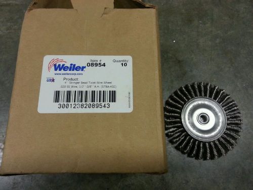 WEILER 4&#034; STRINGER BEAD TWIST WIRE WHEEL, 08954, .020&#034; SS, 1/2&#034;-3/8&#034;