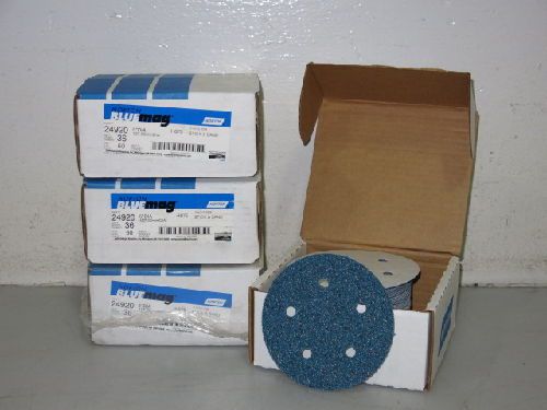 190 NORTON 24920 BLUEMAG STICK &amp; SAND 5&#034; SANDING DISCS, GRIT: 36