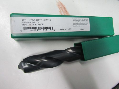 new PTD 1-7/32&#034; R51 HSS Precision Taper Long-Length Twist Drill Bit oxide 51114