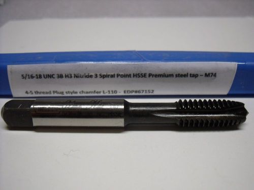 5/16-18 unc 3b h3 nitride spiral point 3 flute hsse premium steel tap – m74 for sale