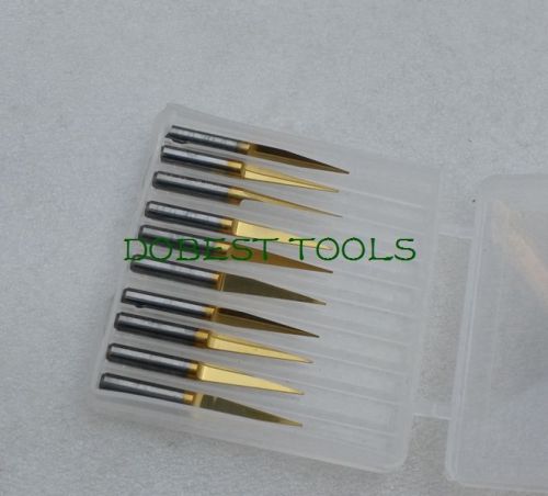 10pcs titanium coated carbide pcb engraving cnc bit router tools 25degree 0.1mm for sale