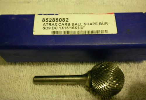 Atrax carbide burr (sd-9) ball shape - double cut - 1&#034; x 15/16&#034; x 1/4&#034; for sale