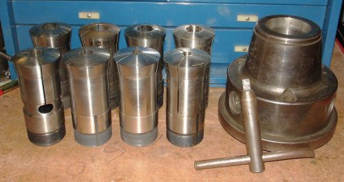 Southbend Logan Hardinge 215 lathe chuck and eight collets kit 2-1/4&#034; x 8 TPI