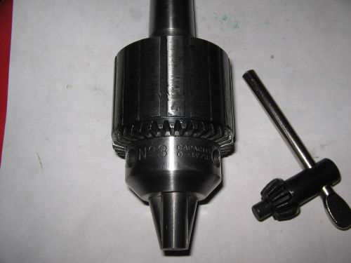 Jacobs # 3 drill chuck/key, mt3 arbor, jt3 mount, 0-17/32&#034; capacity for sale