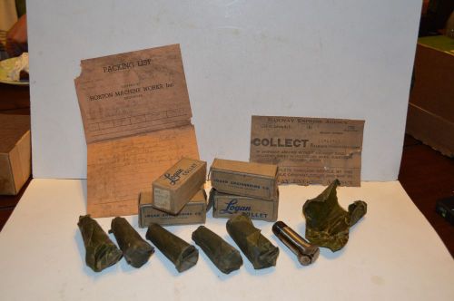 MACHINIST LOT 6 1940 NOS LOGAN AC-30 7/32 LATHE COLLETS ORIG BOX SHIPPING SLIP