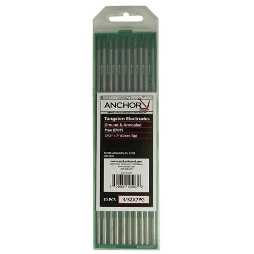 Anchor pure grounded tig welding tungsten green-tip electrodes (pack of 10) for sale