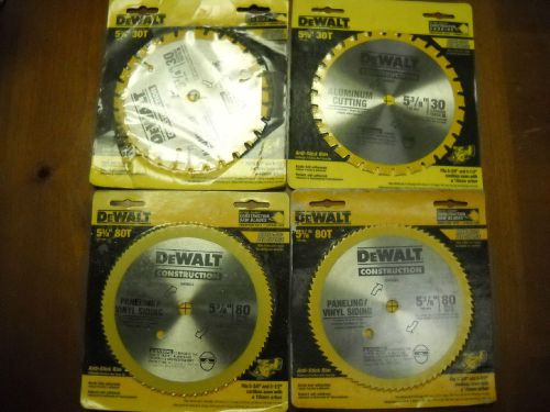 4 dewalt 5-3/8 saw blades 2 dw9053 80t paneling vinyl steel 2 dw9052 aluminum for sale