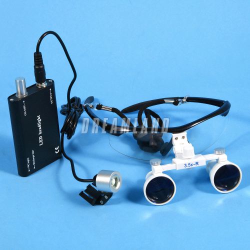 3.5 X Dental Surgical Loupes Glasses Medical Magnifier + LED HeadLight black