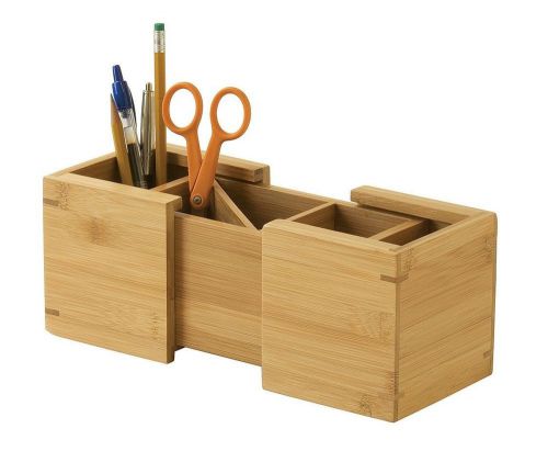 Bamboo expandable pencil holder home dorm office new for sale