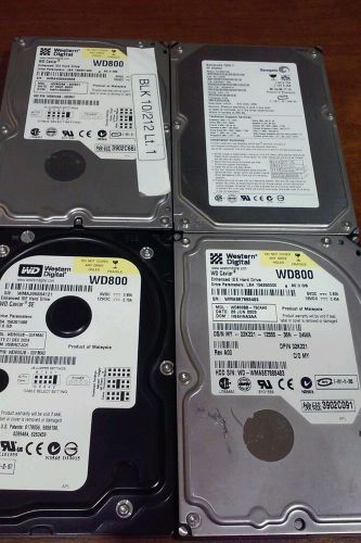 Lot of 4 Western Digital Caviar, Seagate 80GB IDE Hard Drive WD800