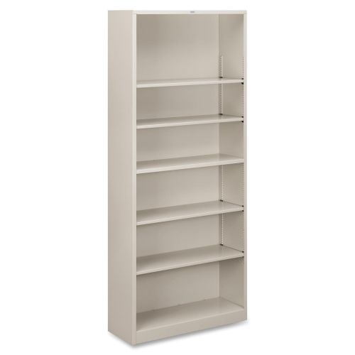 Metal Bookcase, Six-Shelf, 34-1/2w x 12-5/8d x 81-1/8h, Light Gray