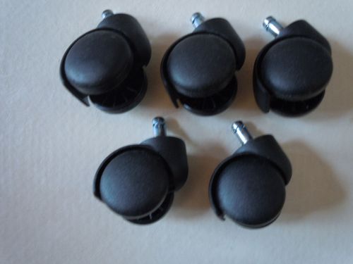 Chair Casters - Black Plastic - Set of 5