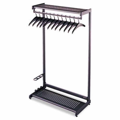 Quartet Single-Side, Garment Rack w/2 Shelves, 8 Hangers, Steel, Blk (QRT20222)