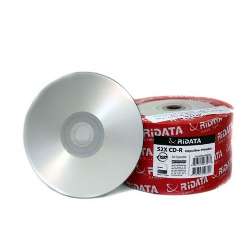 50 Ritek Ridata Silver Inkjet Hub Printable 52X CDR