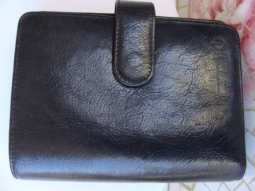 Pocket 6 ring 1&#034; black  leather franklin covey open planner/binder usa for sale