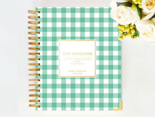 Whitney English Day Designer Daily Planner 2015 Emerald Gingham (Brand New)