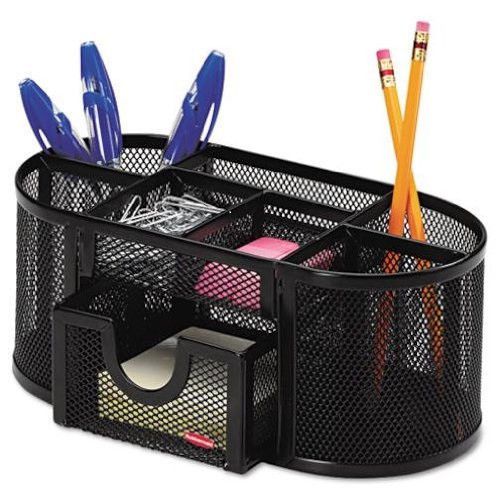 NEW Supplies Caddy Desk Organizer Pencil Pen Paper Clip Storage Mesh Oval Holder