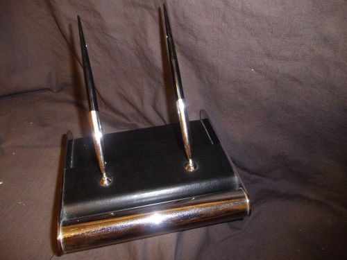 Vintage Retro by  METCOR of Los Angles. Chrome &amp; Black Leather Desk Set