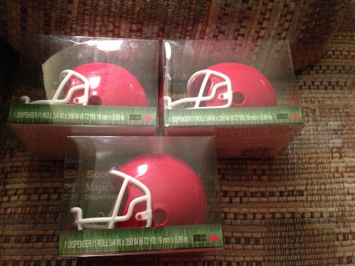 Scotch Football Helmet shaped Tape Dispenser - Red NEW LOT OF 3