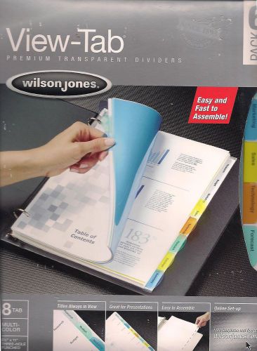 WILSON JONES 6 PK 8 TAB VIEW TAB TRANSPARENT DIVIDERS 8  1/2  x 11 3-HOLE NEW #55020