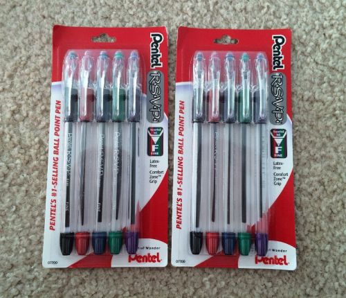 lot 2 RSVP BALLPOINT FINE MULTICOLOR black Red Blue Green Purple PEN