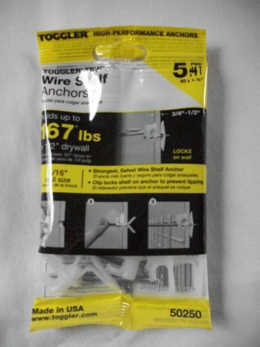 50250 TOGGLER #8 x 1-3/4&#034; Pegboard Anchors Screws 167 lb. Max 5-Pack *NEW*