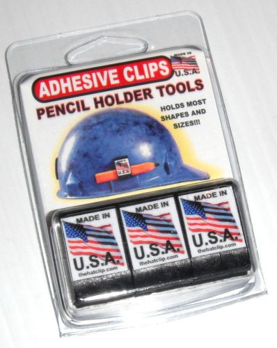 hard hat PENCIL CLIP HOLDERS 3 PACK BLACK adhesive tools carpenter construction