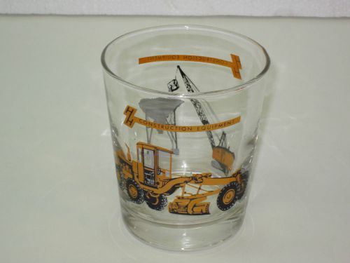 graphic MINT vintage &#034;HH Construction Equipment&#034; jumbo Rocks Glass!