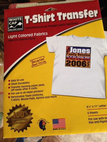 LIGHT COLORS INKJET IRON ON HEAT TRANSFER PAPER LIGHT 1000 ea 8.5X11 New Unopen