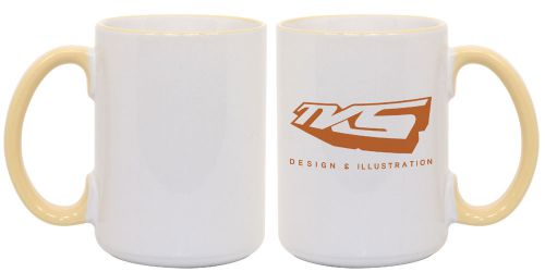 Overstock Sale on Sublimation Mugs! 15oz Yellow Rim &amp; Handle - 36/case!