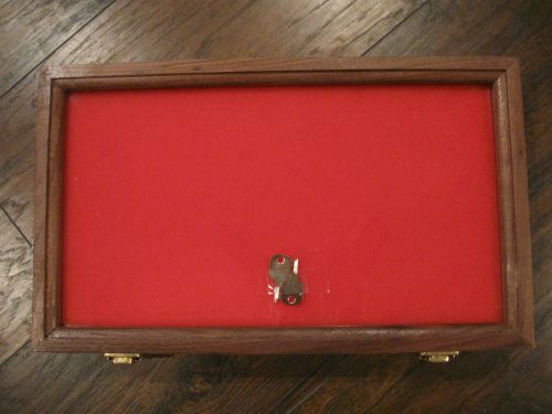 Wood Display Case  9 1/4  x 15 3/4  x 2  Cherry Wood with keyed lock