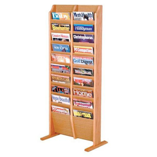 Wooden Mallet MR20-FS Light Oak 20 Pocket Free Standing Display Rack