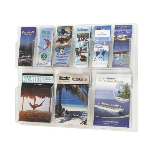 Safco 5605CL Display Rack, 6 Pamphlet/3 Magazine, 30&#034;x2&#034;x22-1/5&#034;, Clear Plastic