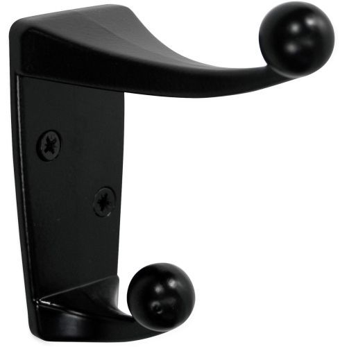 AVT40804 Metal Coat Hook, Double Hook, 4&#034;x1-13/16&#034;x4-1/2&#034;, Black