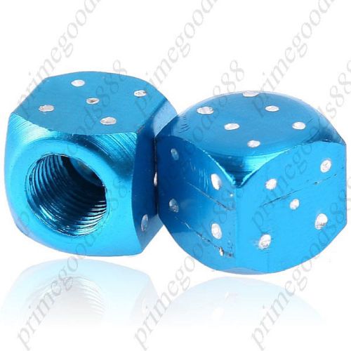 2 x Dice Alloy Tire Car Bike Cap  Valve Stem Caps Deal Free Shipping Blue