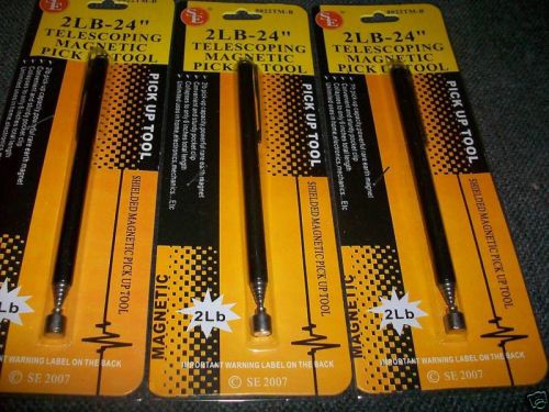 LOT OF ~ 3 ~ 2lb TELESCOPING MAGNETIC PICK-UP TOOL MAGNET 24&#034; EXTENDED 6&#034; CLOSED