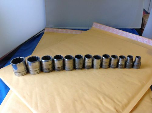 Vintage S-K 1/2&#034; Drive Socket Set 7/16&#034; - 1-1/4&#034; 12 point USA