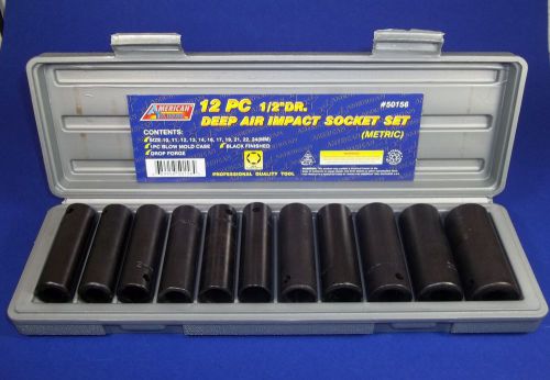 DRIVE DEEP AIR IMPACT 1/2 INCHES 12 PC SOCKET SET WITH CASE (METRIC.)