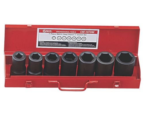 7PC 1&#034; Dr. Metric Deep Impact Socket Set