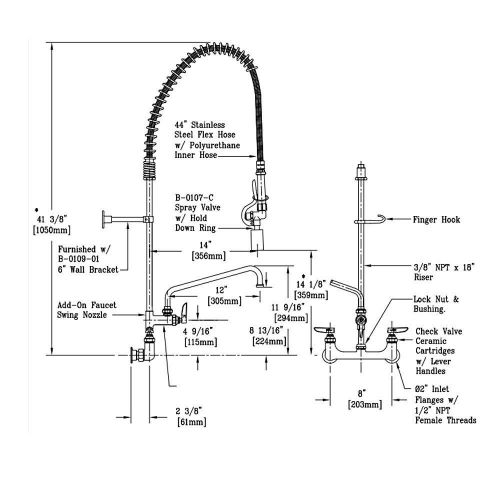 T &amp; s brass b-0133-12-cr-bc easyinstall prerinse unit for sale