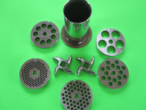 #22 8pc meat grinder sausage stuffer plate knife tube set for lem hobart etc for sale