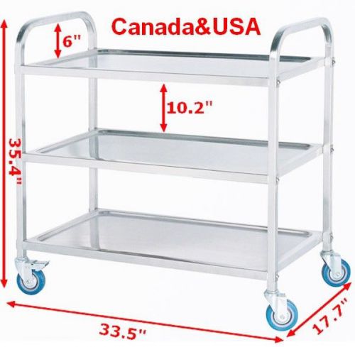 Commercial 3-shelf stainless steel kitchen restaurant utility cart with casters for sale