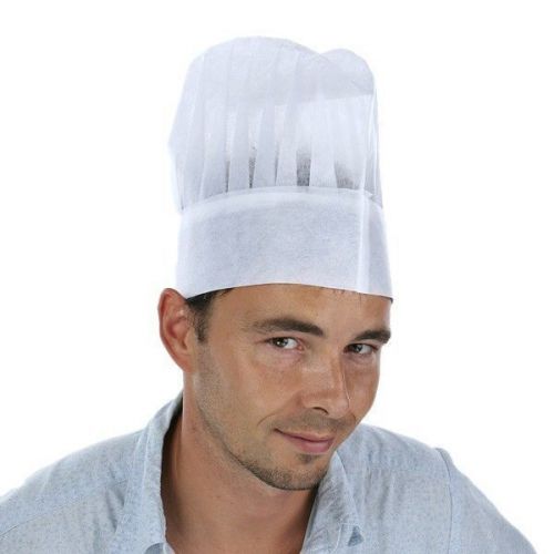 High quality lot of 12 (1 dozen) white paper disposable chef hats new!! for sale