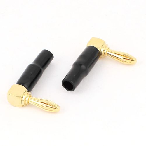 2pcs 90 Degree Elbow 5.5mm Audio Speaker Banana Male Plug Connector Black