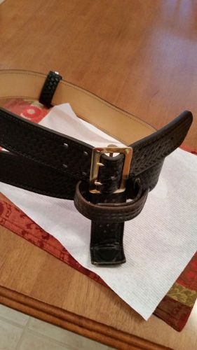 Police Basket Weave Duty Belt W/ Radio Holster