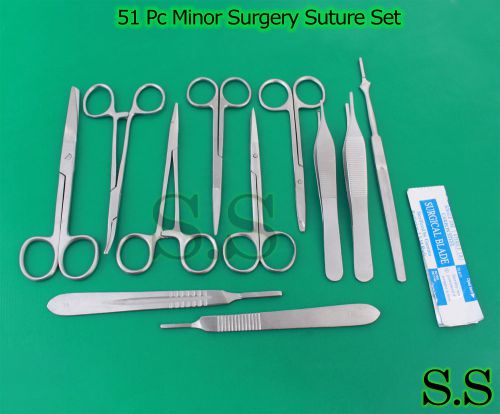 51 PC O.R GRADE MINOR SURGERY LACERATION SUTURE SURGICAL VETERINARY SET KIT