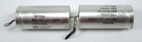 2 Mallory Capacitors 3000UF 20VDC -10+50% Extralytic Style 3000 UF