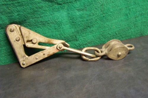 Vintage #1613-30 kleins grip wire cable puller stretcher .08-.20&#034; w * dbl pulley for sale
